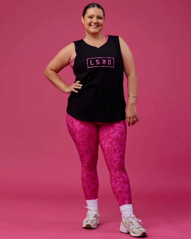 Youthful Style Luna FLXCotton Longline Tank - Black-Ultra Pink