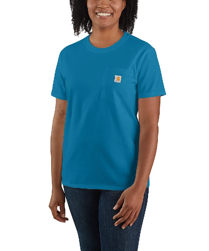Elegant Wear Carhartt Women’s WK87 Short Sleeve Pocket T-Shirt - Marine Blue