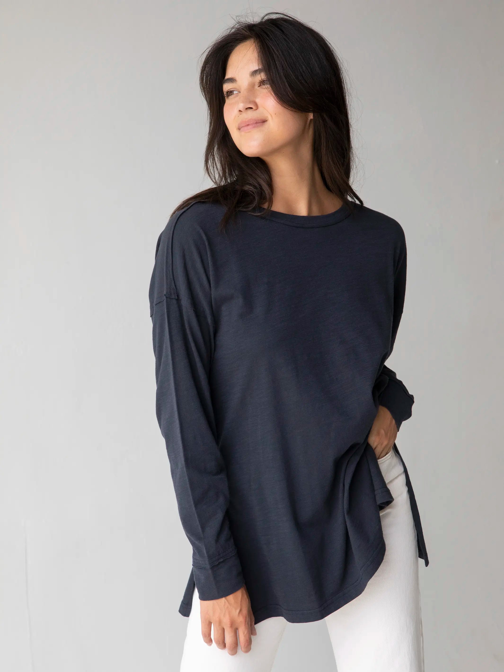Fashionable And Fashionable Hang Around Cotton Tunic - Dark Navy