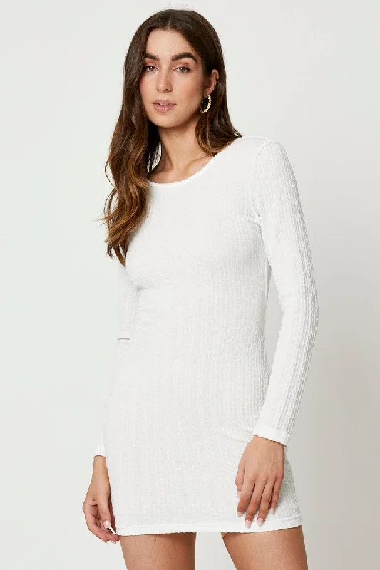 Perfect Tailoring White Twist Back Bodycon Dress