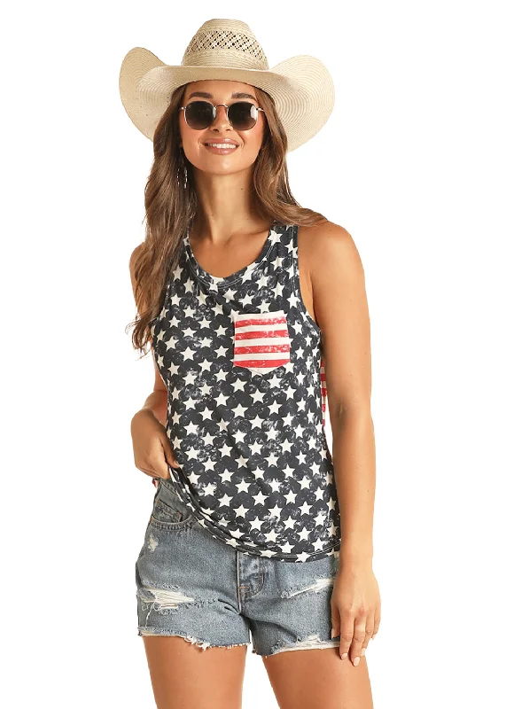 Age-reducing Style Women's Rock & Roll Cowgirl Tank #RRWT20R187
