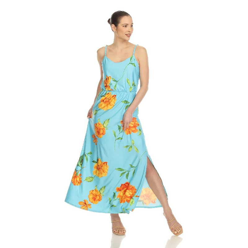 Elegant And Charming White Mark Women's Floral Strap Maxi Dress