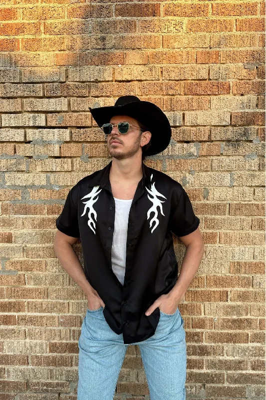 Youthful Street Fashion Danica Mens Black Button Up Top