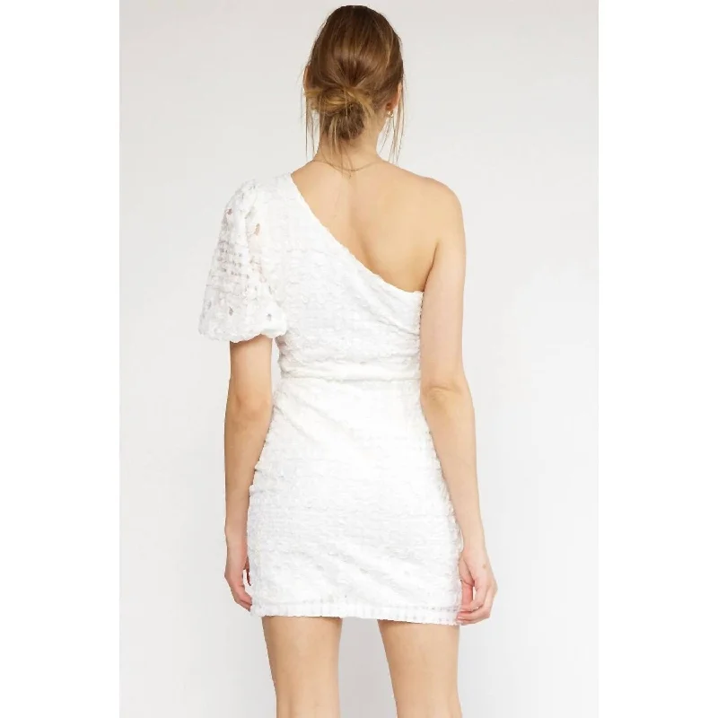 Unique Design Entro - One Shoulder Embellished Dress