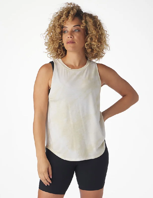Carefree Style Electric Tank: Oatmilk Tie-Dye Stripe
