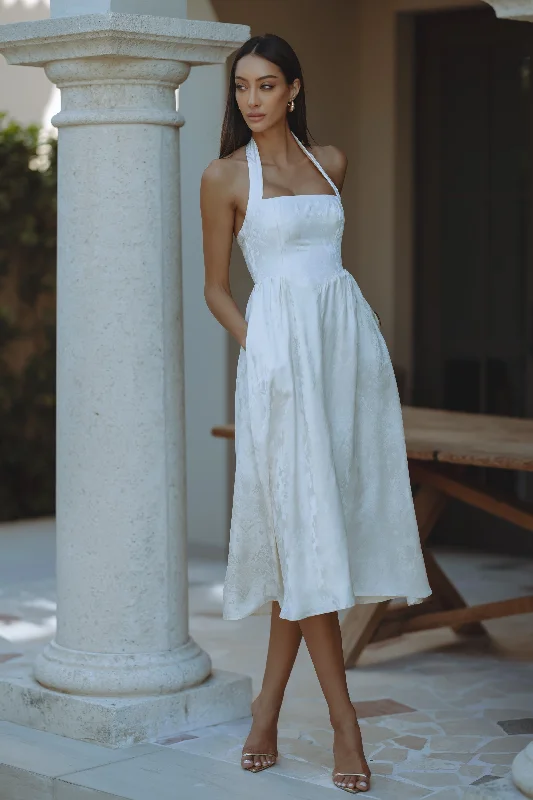 Fashion Style KATARINA DRESS - IVORY/JACQUARD