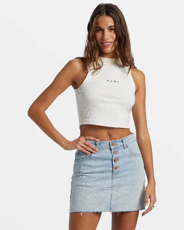 Creative Prints Roxify Fitted Rib Tank Top - Egret