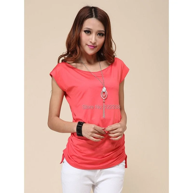 Modernism Women's Summer Fashion Beautiful O-Neck Batwing Sleeve T-shirt