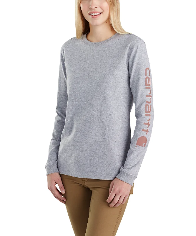 Cozy Chic Carhartt Women's Signature Sleeve Logo Long Sleeve T-shirt - Heather Grey