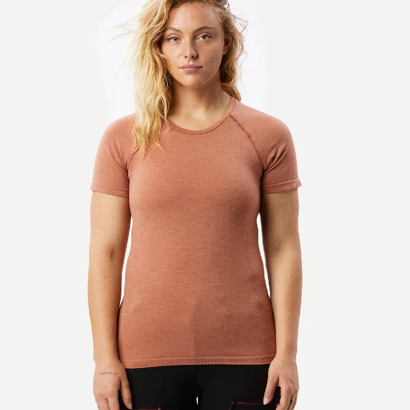 Celebrity Style Forclaz Women's seamless short-sleeved Merino wool Backpacking t-shirt - MT900