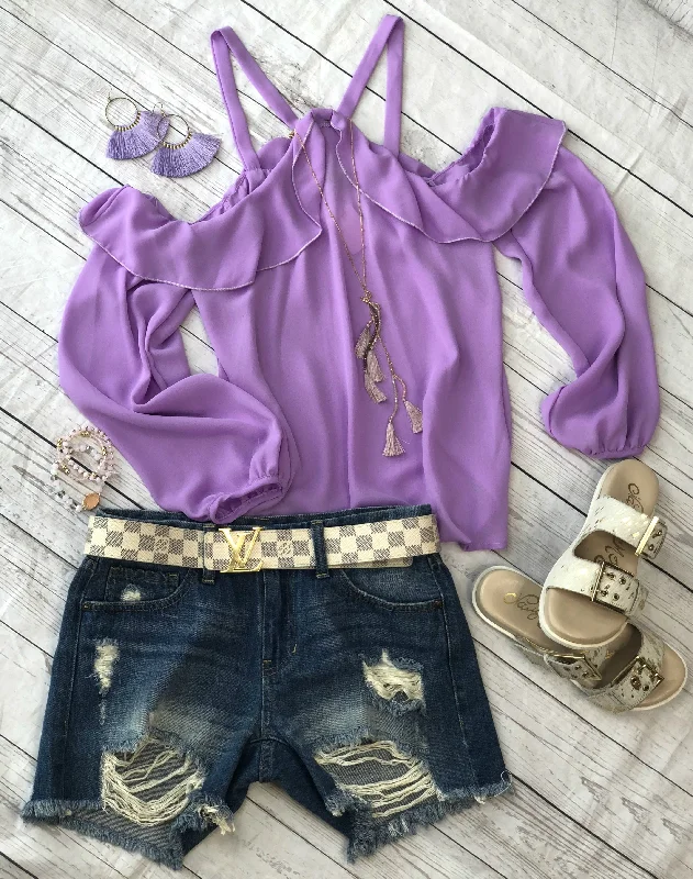 Urban Chic Stay Where We Are Cold Shoulder Top: Lavender
