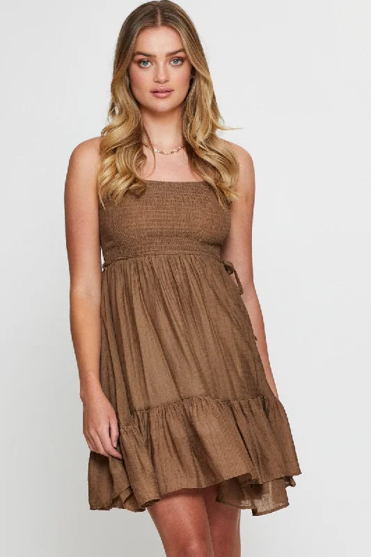 Autumn Selection Brown A Line Dress Mini