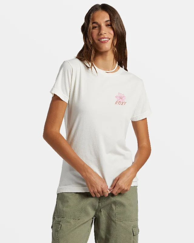 Street Show-off Style Hibiscus Paradise Boyfriend T-Shirt - Egret