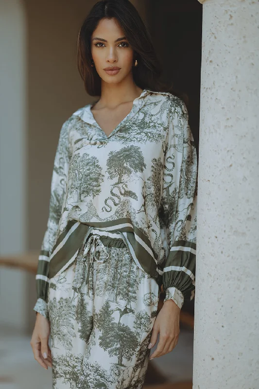 Warm And Comfortable BOTANIC TOP - GREEN