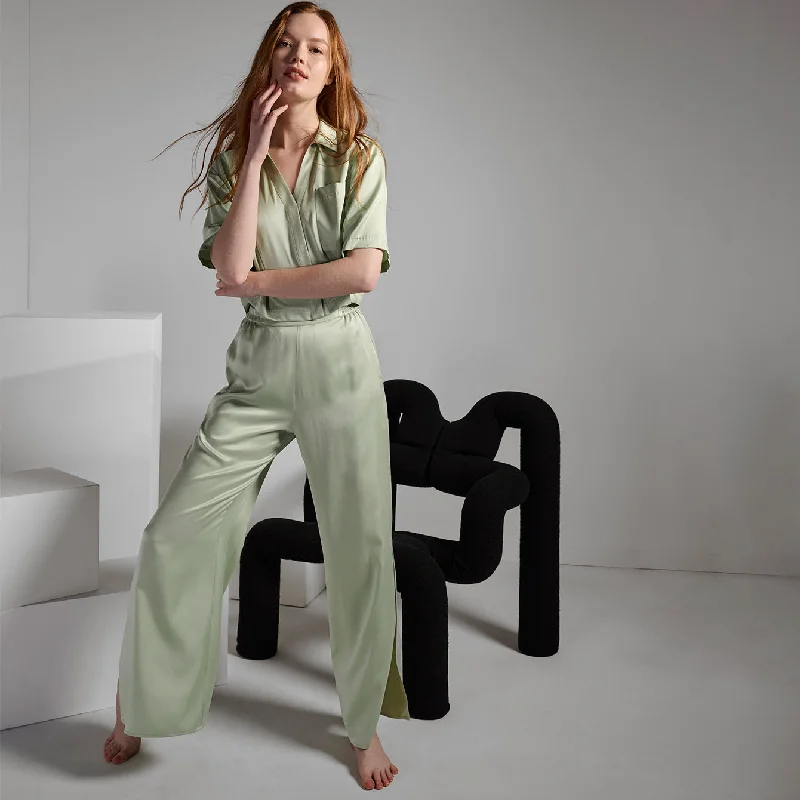 Celebrity Must-have Washable Silk High Rise Pant Set