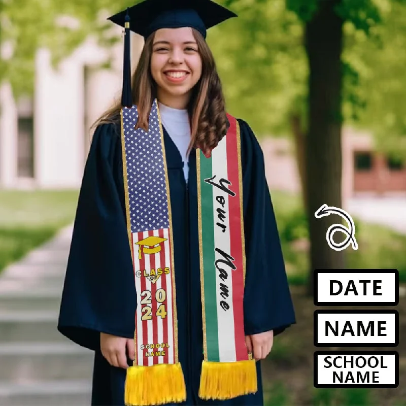 Fresh And Natural Custom Name Flag Tassel Graduation Stoles Sash Class of 2024 Graduation Gift Fresh And Natural Custom Name Flag Tassel Graduation Stoles Sash Class of 2024 Graduation Gift