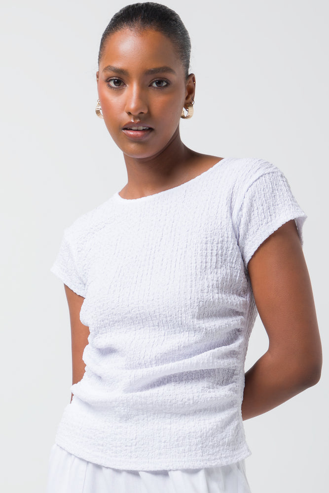 Cozy Vibes Textured Knit Top White