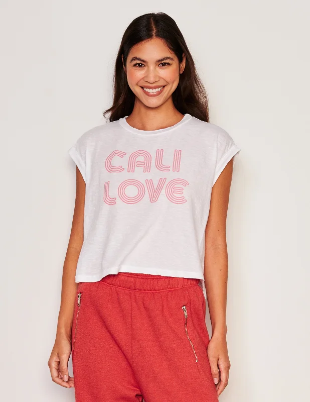 Fashion Selection Sundry Cali Love Muscle Tank in Optic White