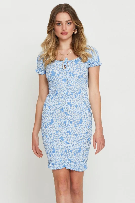 Youthful Print Bodycon Dress Mini