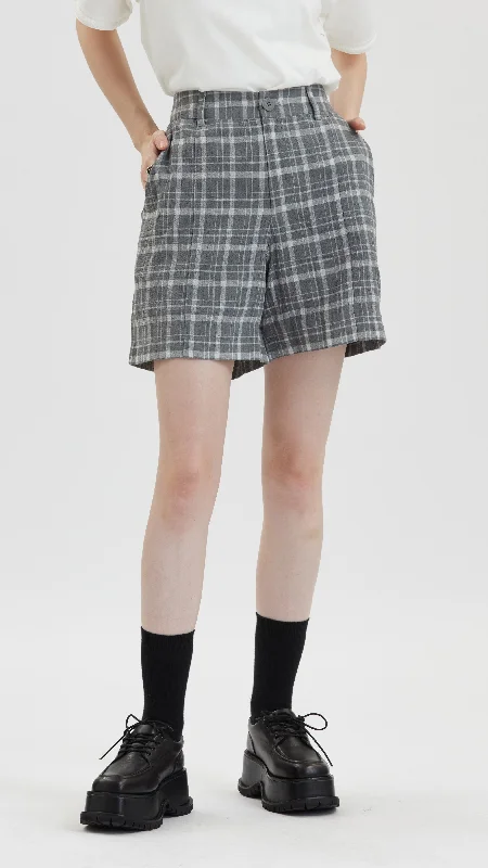 Elegant Style Checked Pattern Shorts