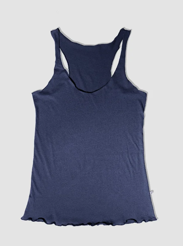 French Style 100% Organic Cotton Roller Tank - Lapis