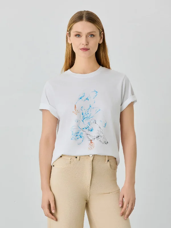 Layered Comfort Regular Fit T-shirt In Organic Cotton With Pisces Sign