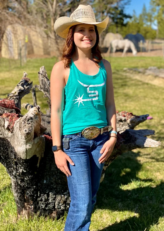 Fashion Concept Ladies Racer Back Tank Top-Teal