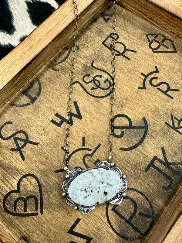 Mid-length Style White Buffalo Necklace