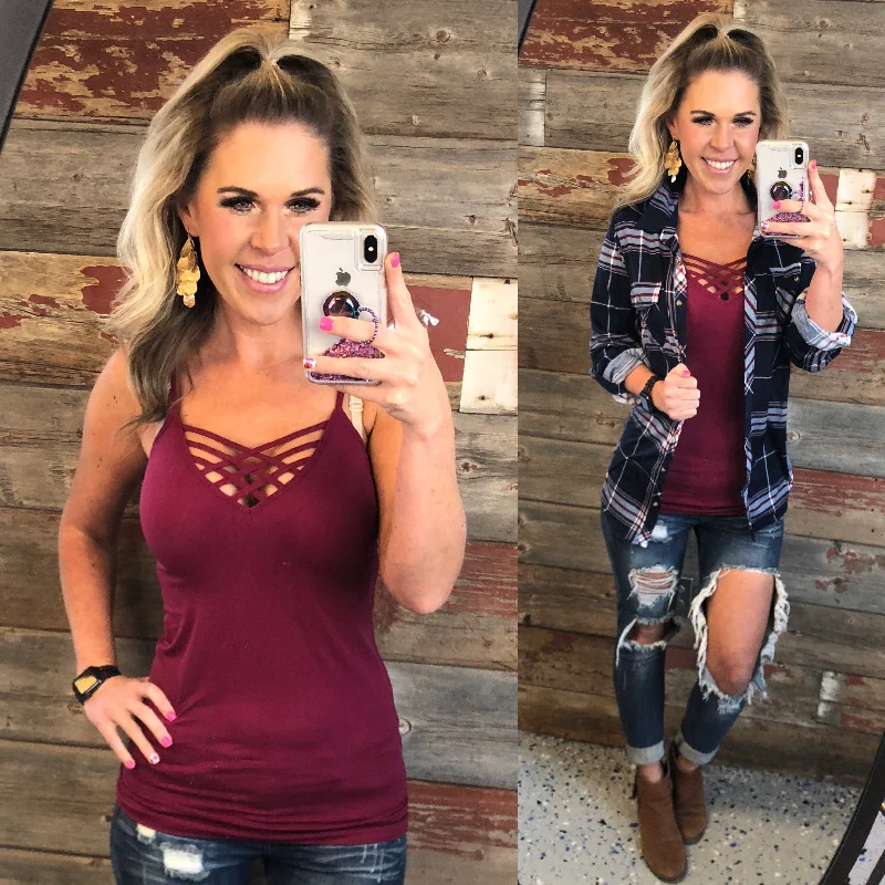 Playful Style Long Caged Cami: Berry