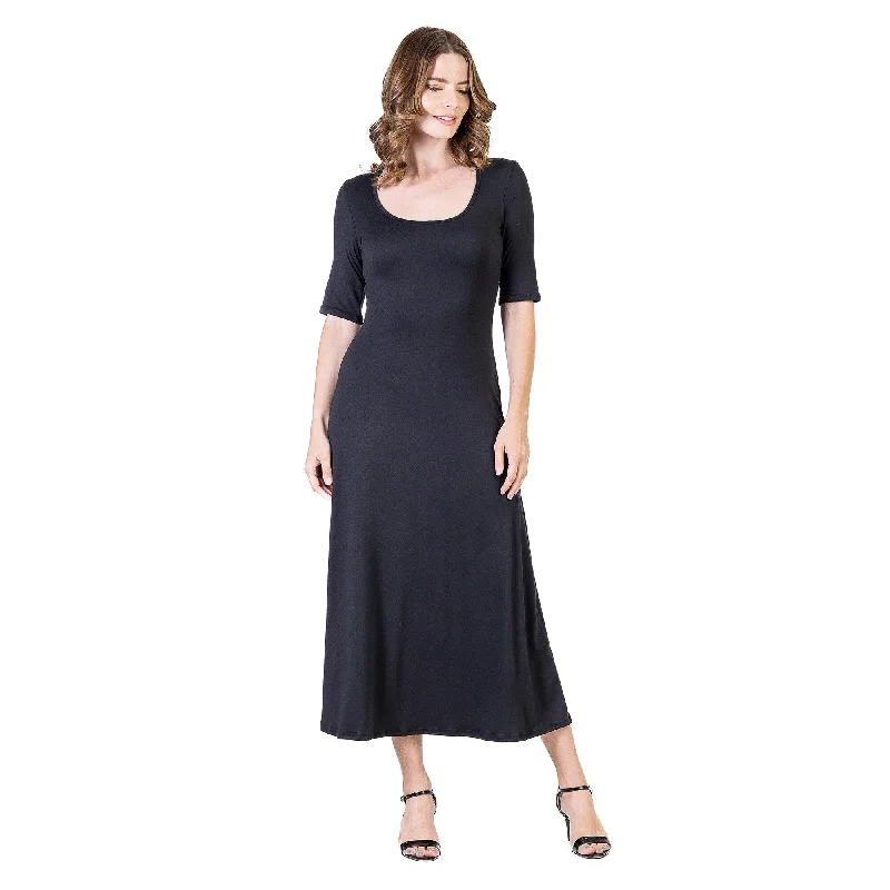 Personal Design 24seven Comfort Apparel Womens Casual Maxi Dress With Sleeves