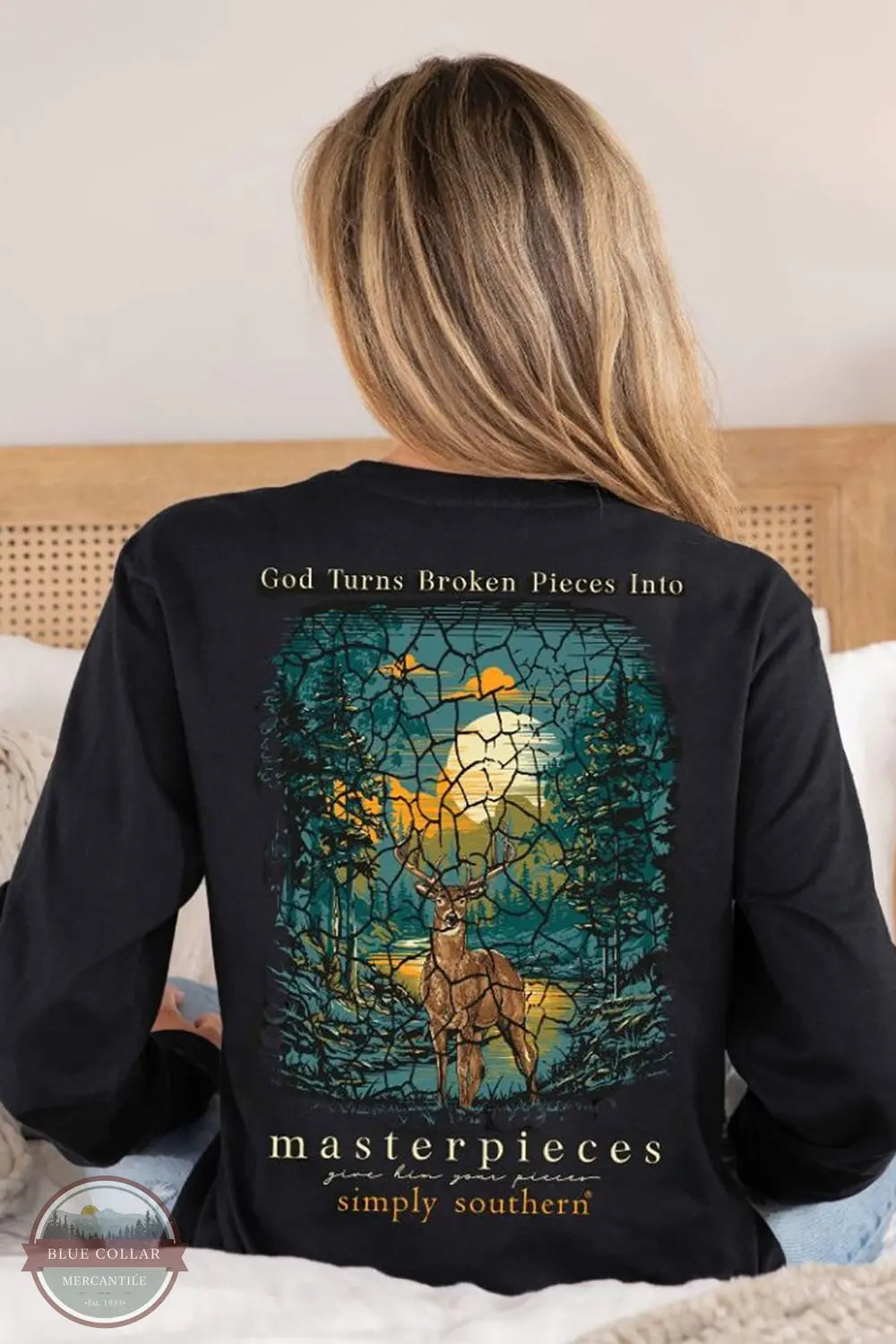 Chic Outfits LS-BROKEN-BLACK God Turns Broken Pieces Into Masterpieces Long Sleeve T-Shirt