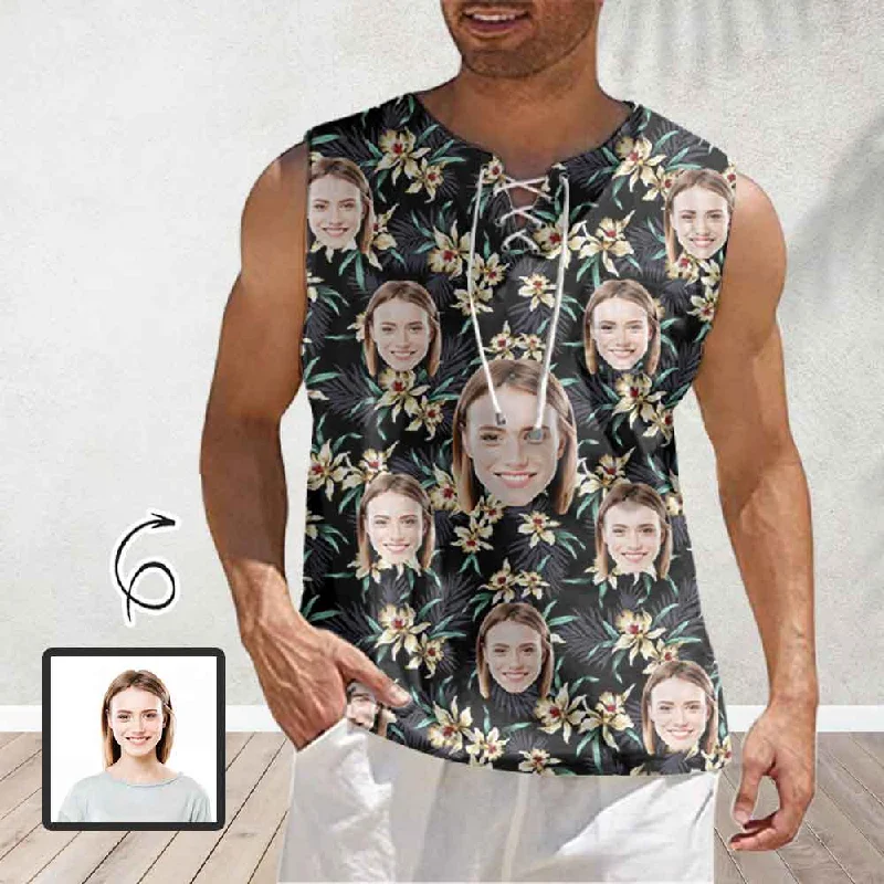 Celebrity Style Custom Face Tropical Leaves Men Lace Up Front Tank Top Mens Printing Digital 3D Printing With Sleeveless Top T Shirt Vest Celebrity Style Custom Face Tropical Leaves Men Lace Up Front Tank Top Mens Printing Digital 3D Printing With Sleeveless Top T Shirt Vest