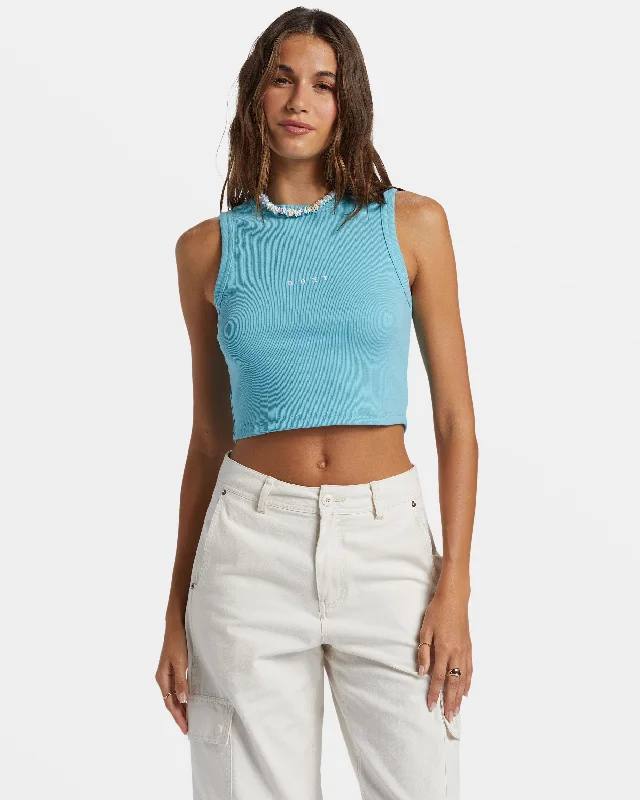 Fashionable Inner Wear Roxify Fitted Rib Tank Top - Maui Blue