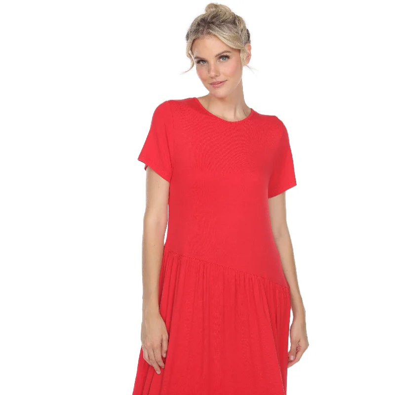 Urban Sense White Mark Women's Short Sleeve Drop Waist Maxi Dress