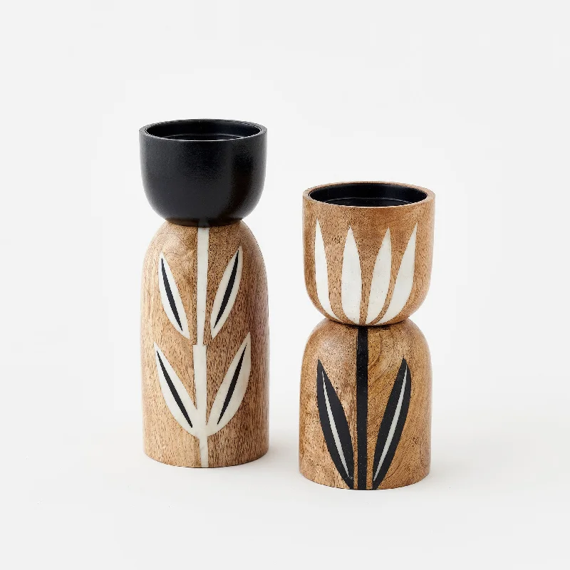 Fashion Selection Mod Wood Tulips Candle Holders