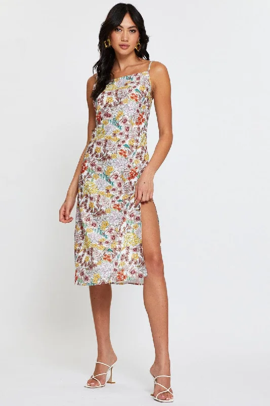 Sports And Leisure Print Midi Dress Sleeveless
