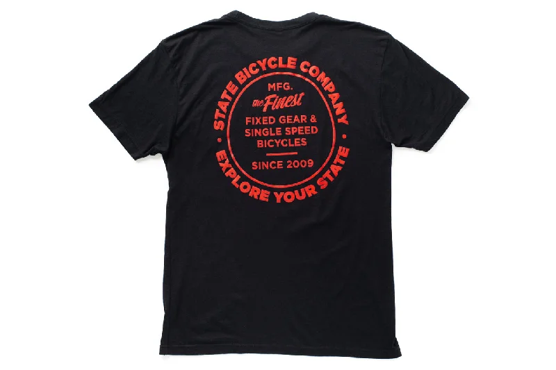 Romantic Temperament State Bicycle Co. - "Manufacturing The Finest" - Premium T-Shirt (Black / Red)