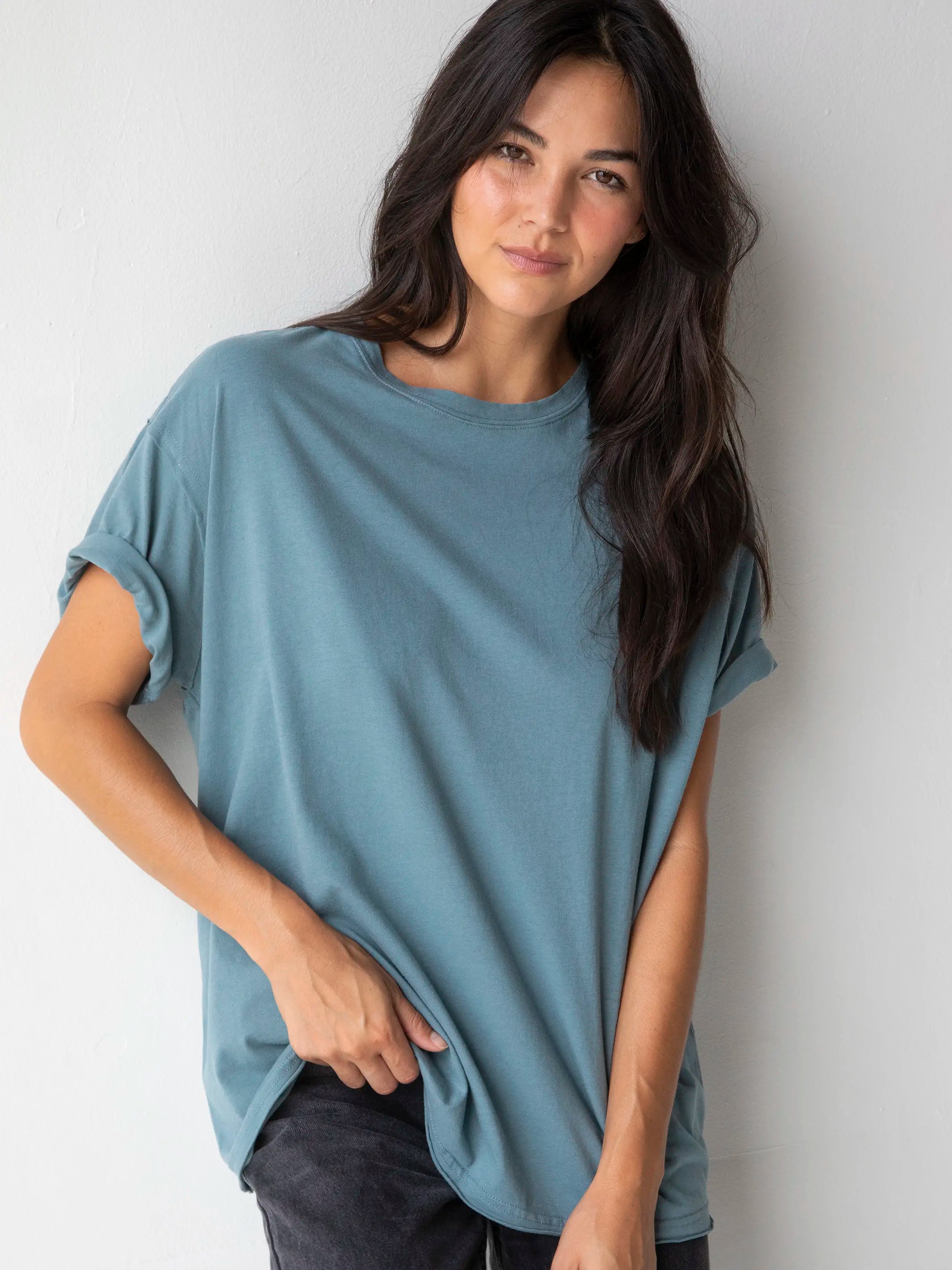 Fashion Wear Take It In Cotton Tee - Dusty Blue