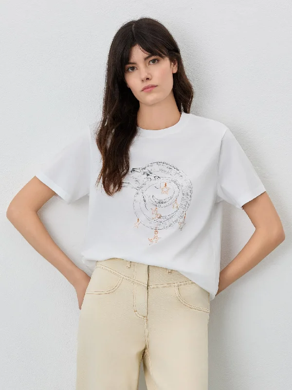 Trendy Comfort Regular Fit T-shirt In Organic Cotton With Capricorn Sign