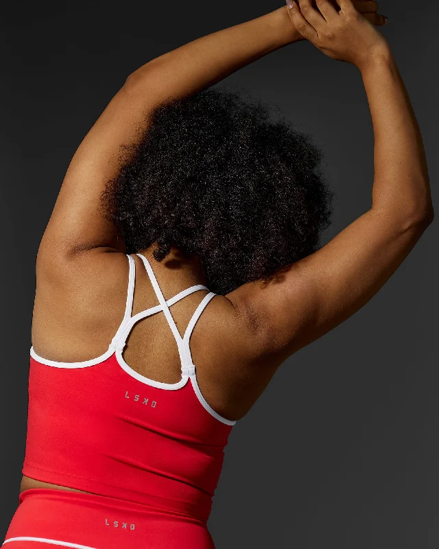 Exquisite Craftsmanship Contrast Active Shelf Bra Tank - Scarlet-White