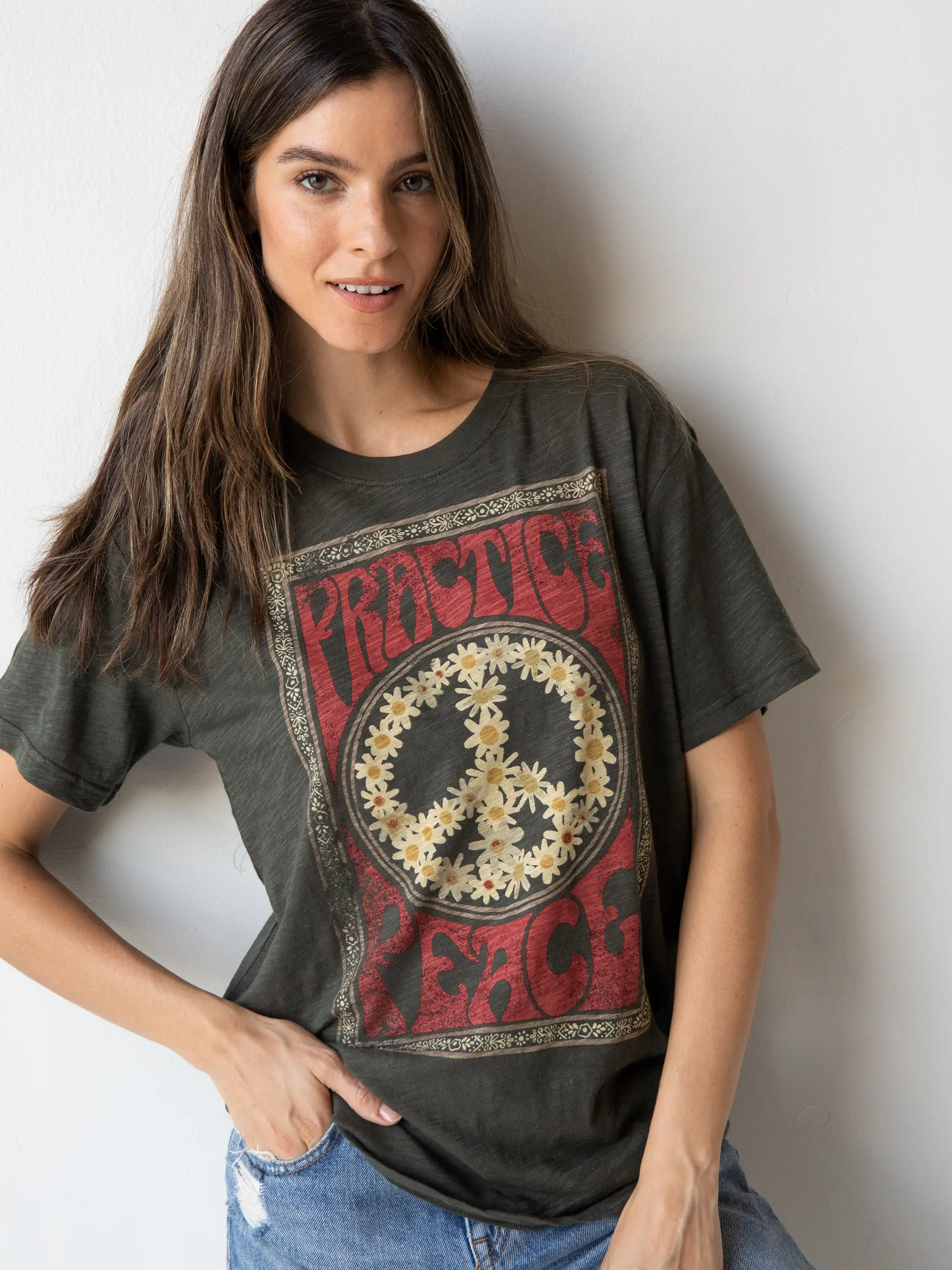 Soft And Comfortable Boyfriend Tee Shirt - Practice Peace