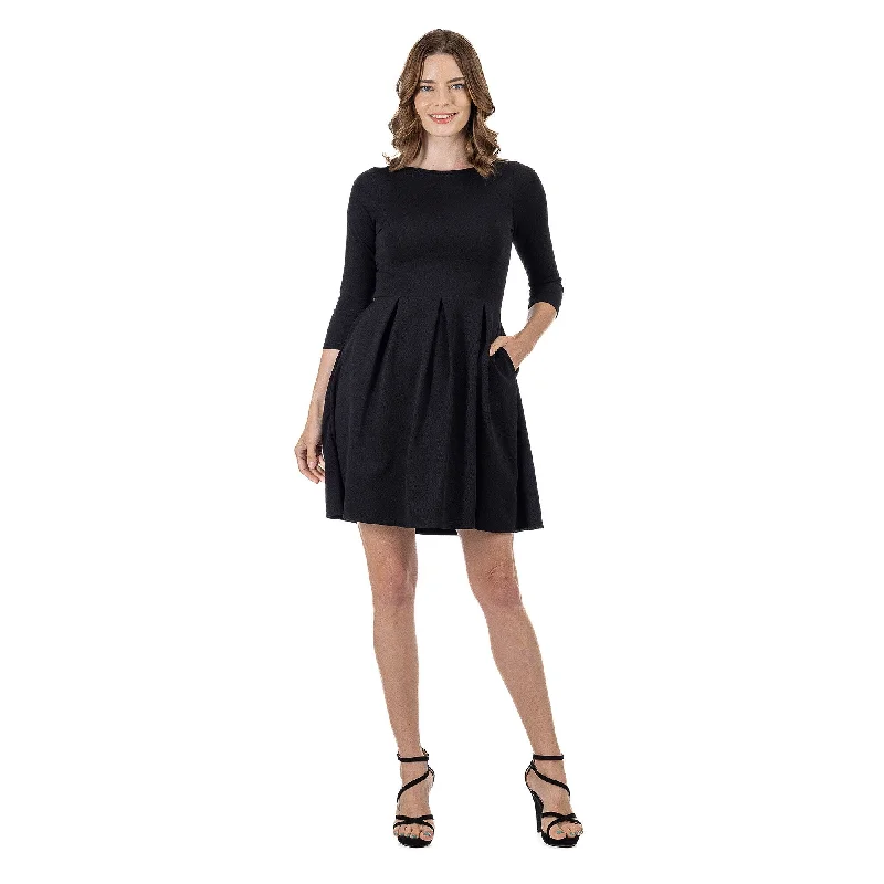 Fashion Must-have 24seven Comfort Apparel Perfect Fit and Flare Pocket Dress
