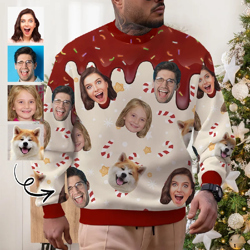 Cozy Chic Custom Face Cake Sweater for Family Christmas Ugly Sweater Xmas Party Personalized Photo Ugly Sweater