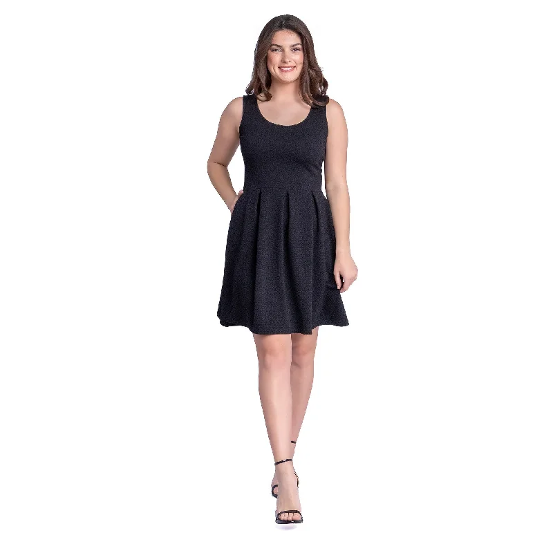 Energy Plan 24seven Comfort Apparel Sleeveless Pleated Skater Dress with Pockets