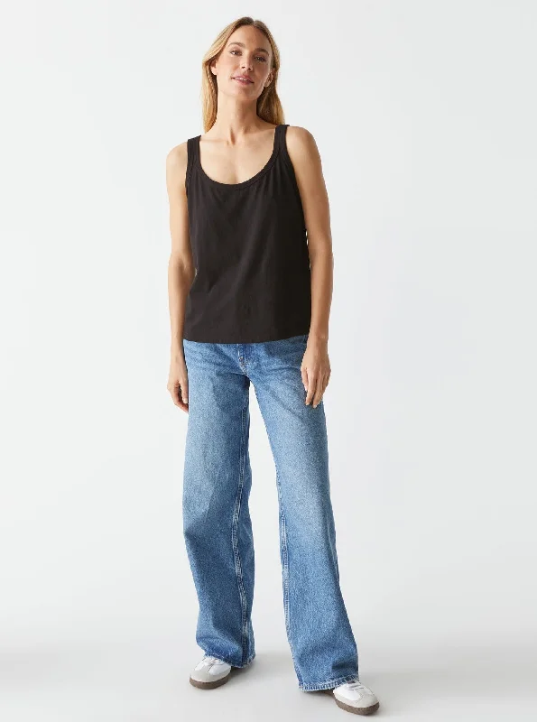 Fashion Style Olympia Scoop Neck Tank - Black