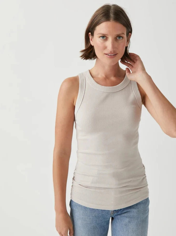 Fashion Comfort Halley Ribbed Tank with Ruching - Cement