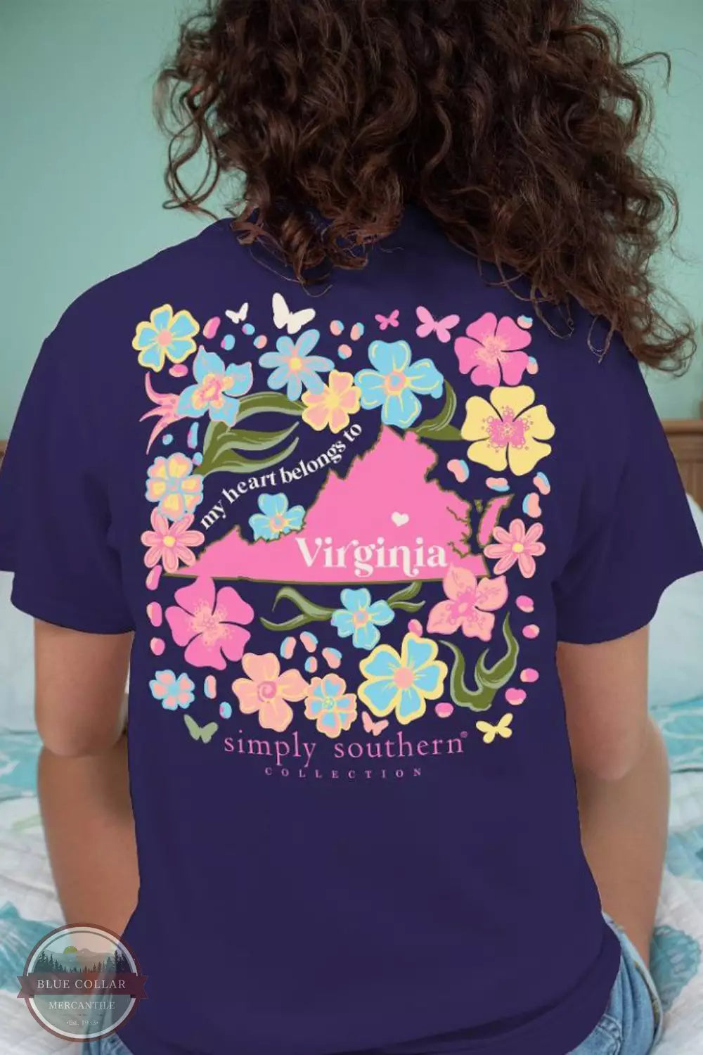 Modern Comfort Virginia Floral Short Sleeve T-Shirt SS-STATE-VA-NAVY