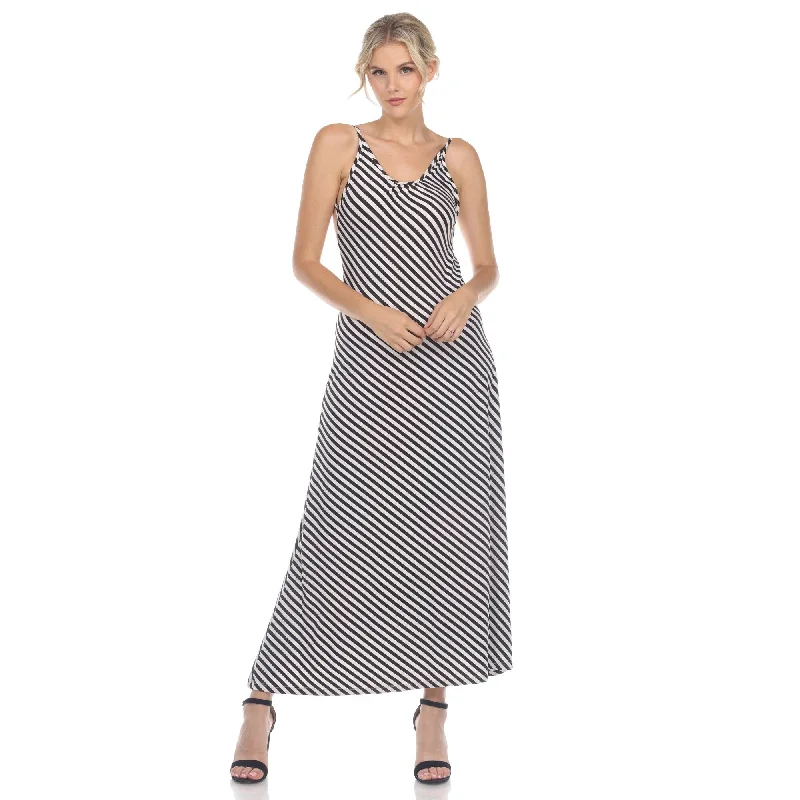 Bright Colors White Mark Women's Backless Striped Maxi Dress