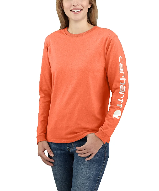 Breathable Style Carhartt Women's Signature Sleeve Logo Long Sleeve T-shirt - Electric Coral