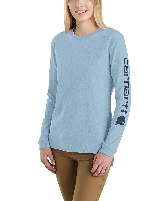 Warm Wear Carhartt Women's Signature Sleeve Logo Long Sleeve T-shirt - Alpine Blue Heather